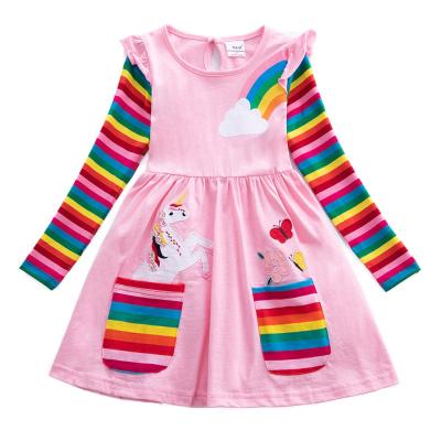 China Latest Custom Quality Fashion Flower Design Viable Little Kids Smart Casual Girls One Piece Dress for sale