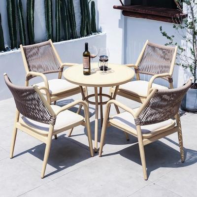 China KD Space Saving Factory Price Dining Set With Comfortable Cushion Outdoor Cord Dining Furniture for sale