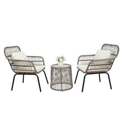 China Full alu.set with comfortable cushion wholesales cheap price rope weaving with outdoor cushion garden furniture for home use for sale