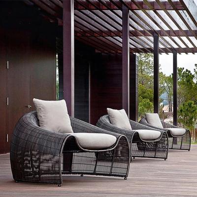 China 1.banana leaf gray wicker with cushion factory price PE wicker rattan furniture outdoor garden sofa sets for sale