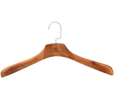 China CH117 DISPLAY Hot Sale Brown Customized Wooden Hanger With Logo For Wholesale for sale