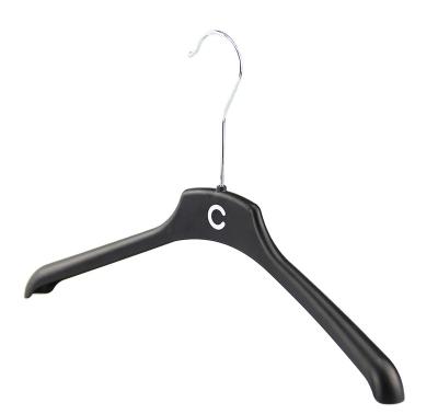 China Top Tier Plastic Kids Coathanger Black Long Neck Hanger For Clothes Hanger for sale