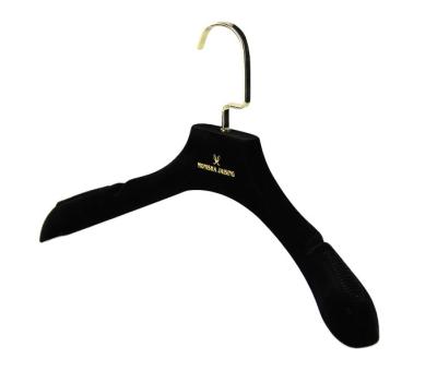 China New display YY0784 premium black velvet flocked hanger wedding dress velvet hanger for store for sale