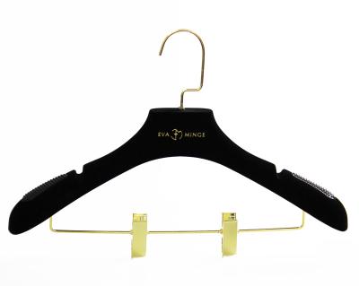 China IMY-329 DISPLAY black flocked luxury hanger rack for wedding dress velvet hanger for sale