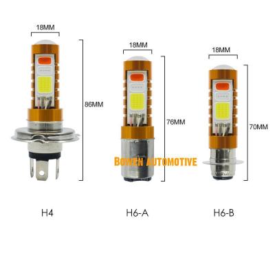 China 5000K Motorcycle Engines 1X Motorcycle LED Headlight H4 Beam High Three Color Cob ba20d Projector bulbMotorcycle Cylinder Heads for sale