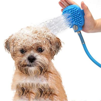 China Sustainable Dog Bath Brush Comb Pet Cleaning Tool With 2.5m PVC Hose for sale