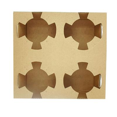 China Wholesale Recyclable Corrugated Box Coffee Beverage 1/2/4 Cup Stand Tray Cup Carrier Paper Cup Holders for sale