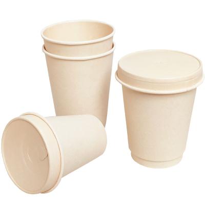 China 250ml 400ml Bagasse Paper Pulp Custom Biodegradable Coffee Mug for Hot Drink and Cold Drink for sale