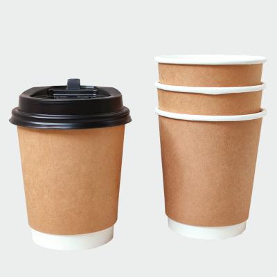 China Customized Disposable Biodegradable Double Paper Cup Wall Kraft Paper Eco-Friendly Cup for sale