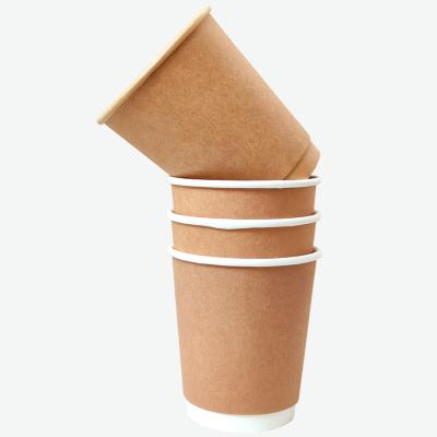 China Customized Printing Disposable Double Wall Kraft Paper Disposable Coffee Cup for sale