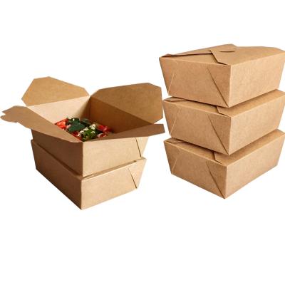 China Wholesale Disposable Wrapping Paper Salad Fruit Catering Box Lunch Packing Box Fast Food Disposable Takeout Box for sale