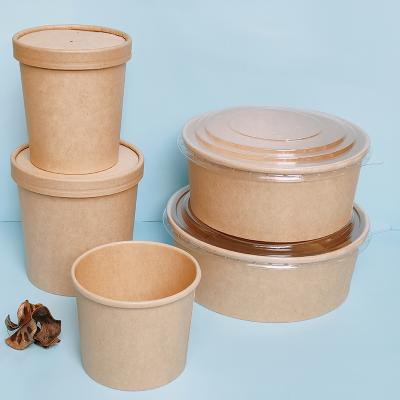 China Disposable Compostable Paper Takeout Wrapping Paper Bowls Fast Food Container Salad Box for sale