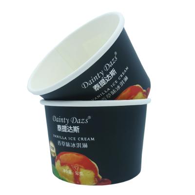 China Hot Sale 100% Disposable Ice Cream Biodegrable Paper Cups With Lid Spoon Disposable Eco Friendly for sale