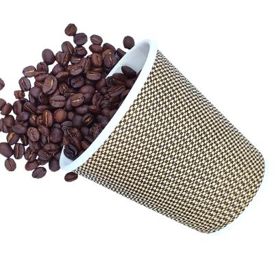 China 2021 Factory Disposable Environmental Friendly Hot Sale Custom Logo Printed Three Layer Wallpaper Coffee Wrapping Paper Hot Cup for sale