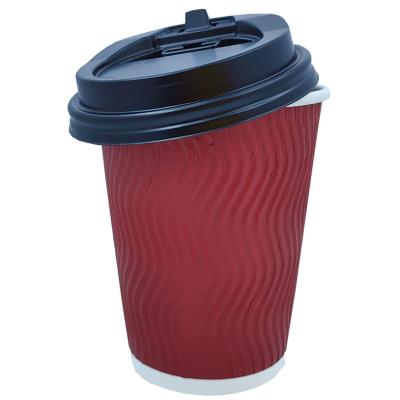 China Recycled Materials Custom Printed PE/PLA Coffee Double Coated Wallpaper Cups Hot Paper Cups With Lids 12OZ for sale