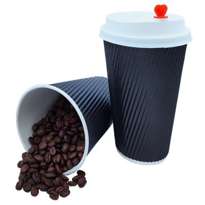 China Double Wall Ripple Paper Cup Biodegradable Biodegradable Disposable Paper Cup For Coffee Tea for sale