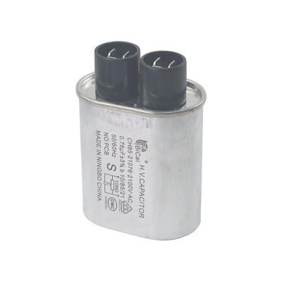 China General Purpose Bicai 2100v 0.76UF 3+3 Insert Thick Microwave High Voltage Capacitor Te koop