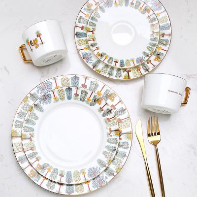 China Viable Luxurious Western Food Porcelain Gold Inlay Dinnerware Price Gold Coffee Set Porcelain Dinner Set Ceramic Dinner Set for sale