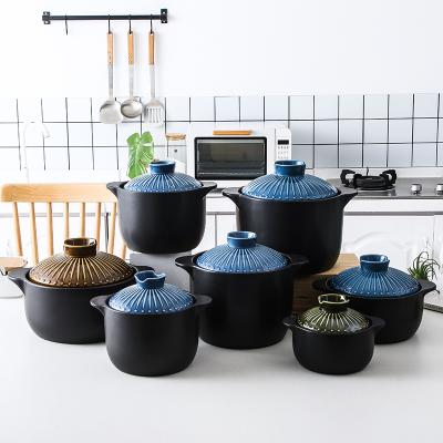 China Hot Selling New Design Japanese Ceramic Black Pot Sets Sustainable For Home And Restaurant Use for sale