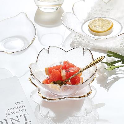 China Viable Wholesale High Density Glassware Cherry Blossom Cutlery Fruit Bowl Glass Set for sale