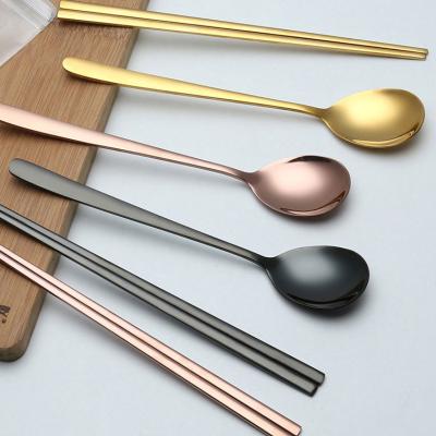 China High Quality Viable Flatware Sets Serving 304 Stainless Steel Fork Spoon Chopsticks Set For Hotel Home Restaurant for sale