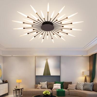 China Modern Black Industrial Gold Ceiling Chandelier LED Fireworks Hanging Light for Living Room Bedroom Lights Home Ceiling for sale