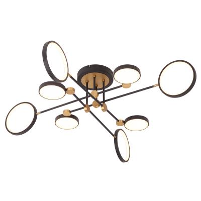 China Outdoor Mounted Black And Gold Led Atmospheric Light Chandelier Simple Nordic Living Room Ceiling Lamp Hotel Bedroom for sale