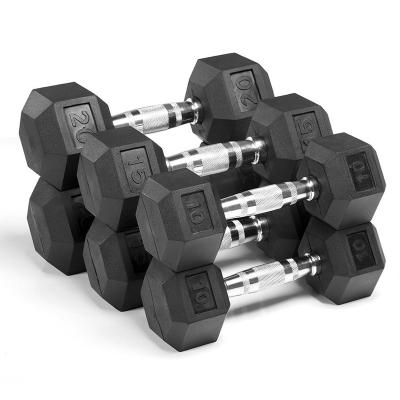 China Wholesale Rubber Coated Weight Lfiting Cast Hex Dumbbell for sale