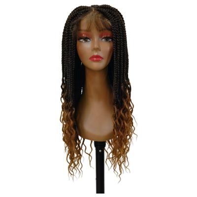 China Hot Sale Synthetic Fiber Braided Hair Wigs Heat Resistant HD Deep Part Lace Frontal Lace Front Braiding Synthetic Hair Wig Closure Wig for sale