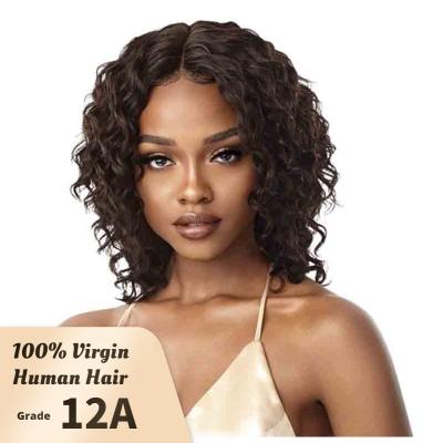 China Wholesalers 100% Virgin Hair Wigs Jerry Curl Bob Brazilian Nature Water Wave Braided Full Lace Front Human Hair Wig Closure for sale