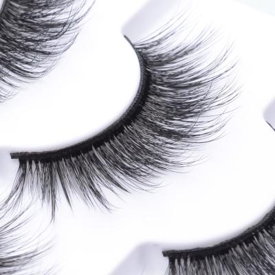 China Mink Eyelash Clear Band False 3D False Eyelashes Invisible Eyelashes Vegan Strip Luxury Cruelty Free Wholesale 3D Strip Eyelashes for sale