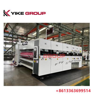 China YIKE GROUP lead edge feeder 1200X2400MM 4 Color Flexo Printing Slotting Die Cutting Machine for sale