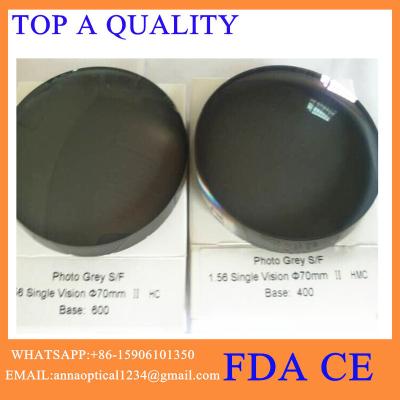 China Single Vision Photo Gray Optical Glass 1.56 Lens And Semi Finished Optical Lens Blanks for sale