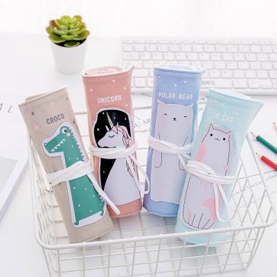 China Zipper Closure Roll Pen Bag Student Personality Pencil Bag Cartoon Pen Multifunctional Creative Animal Curtain New for sale