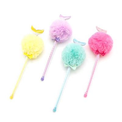 China office & Cute Non-Toxic Fluffy Mermaid Tail Plush Fur Ballpoint Pen Fuzzy Lucky Pom Tip School Pen Wholesale Color Promotion Pen for sale