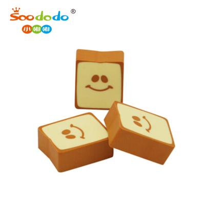 China Eraser Soodood Promotional Stationery Set Flat Toast Shaped 2D Eraser Pencil Printing Eraser for sale