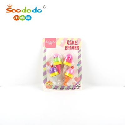 China Eraser Soododo Promotional Stationery Set Fast Food Series Ice Cream Shape Eraser For Kids for sale