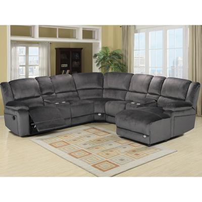 China CY Stretch Modern Style Customized Fabric And Color Recliner L Shaped Sectional Sofa With Chaise for sale