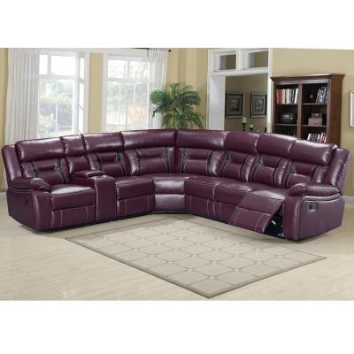 China CY Stretch Modern Style Customized Leather Sectional Sofa With Manual Recliner for sale