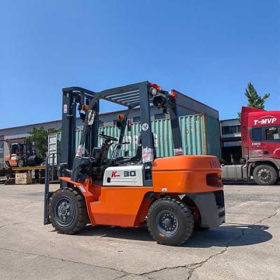 China Containermast 3 Tonnen Gabelstapler Rot Diesel-Fahrwerk chinesischer Motor zu verkaufen