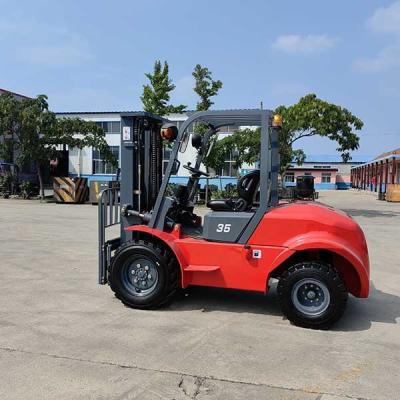 China Hydraulic Transmission Mini Rough Terrain Forklift 3500kg FR35 Off Road Forklift for sale