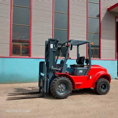 China 4 Ton Off Road Forklift Truck Diesel Power Automatic Transmission Triplex Container Mast for sale