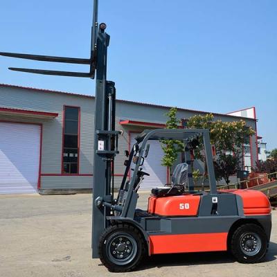 China 3m Mast Cpcd50 5 Ton Diesel empilhadeira chinesa Motor contrapeso caminhões laranja à venda