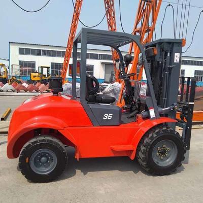 China 3500 kg FR35 Kompakter All-Terrain-Forklift Lkw A498BPG Dieselmotor Forklift zu verkaufen