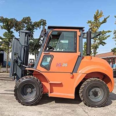 China 3500kg Four Wheel Drive Forklift ISUZU Engine Rough Terrain Forklift for sale