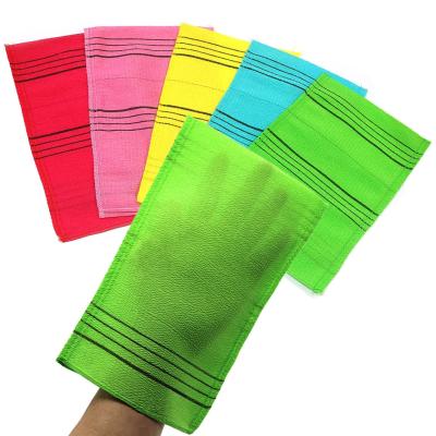 中国 Body Cleaning+skin massage korean reusable exfoliating glove large size back and 5 colors body exfoliating washcloth to remove dry 販売のため