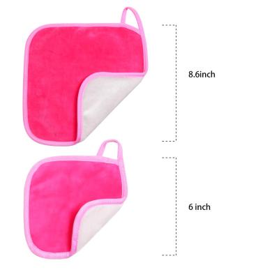 China Reusable Pink Makeup Eraser Remover Towel For All Skin Types With 6 Pieces Double Sides Small Makeup Cloth Colors Te koop