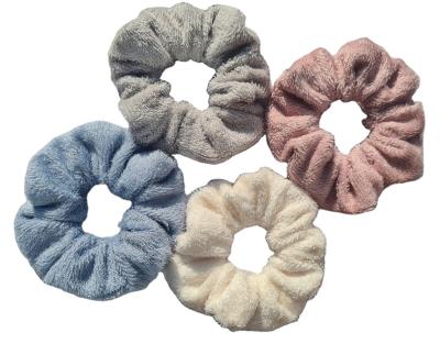 China Bulky Luxury Bamboo Scrunchie Terry Towelling Polyester Cotton Girls Scrunchie Holder Hair Band for sale