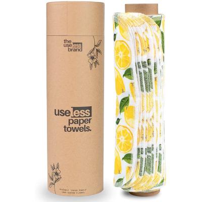 Chine Sustainable Reusable Paper Towels Roll Sustainable Cotton Flannel Towels W Eco Friendly Washable Cardboard Roll à vendre