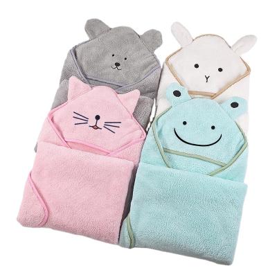 China Sustainable Premium Soft Coral Fleece Ultra Absorbent Ultra Soft Hooded Towels For Babies Beach Super Absorbent Baby Bath Towel Te koop